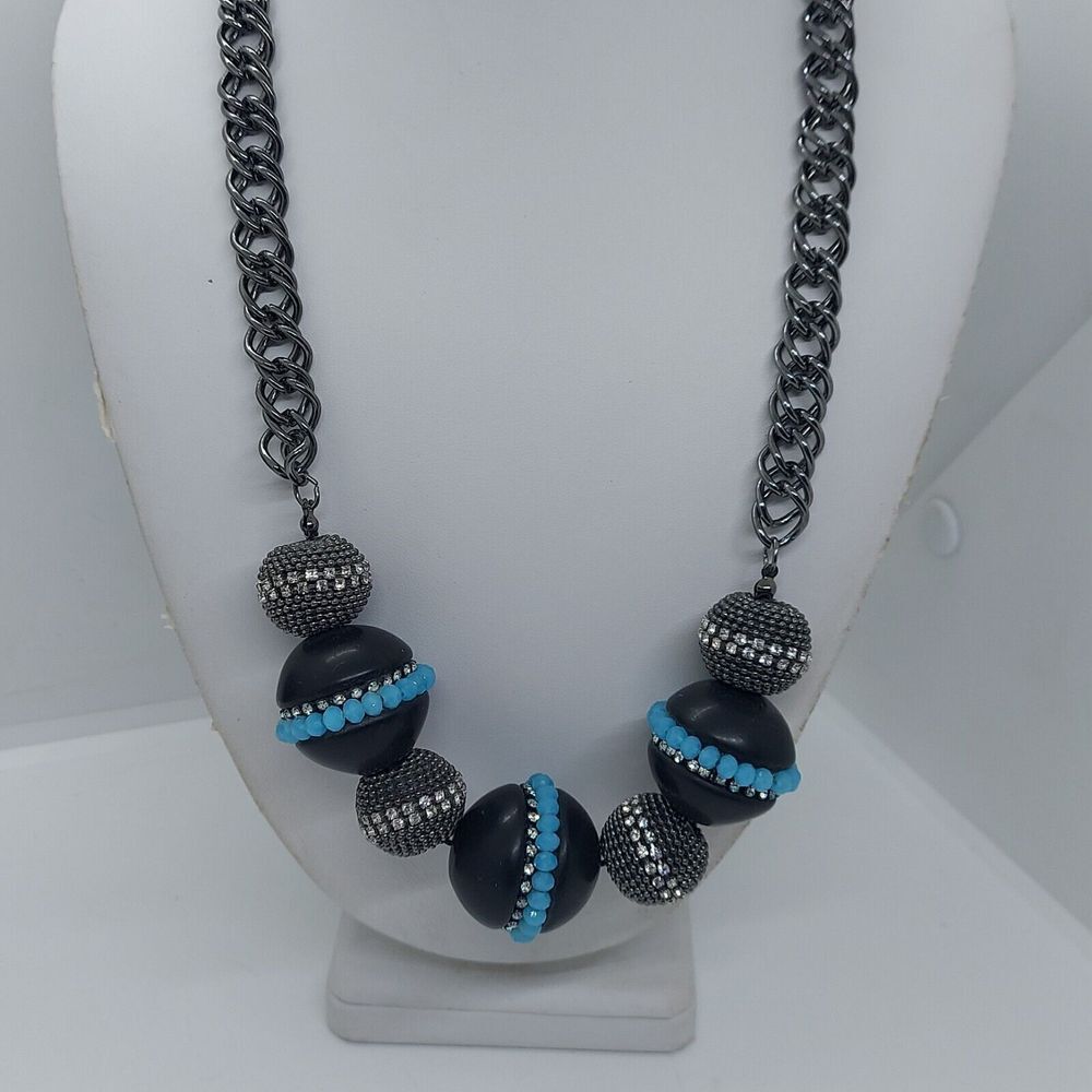 Simply Vera Vera Wang Chunky Ball‎ Necklace Black Blue